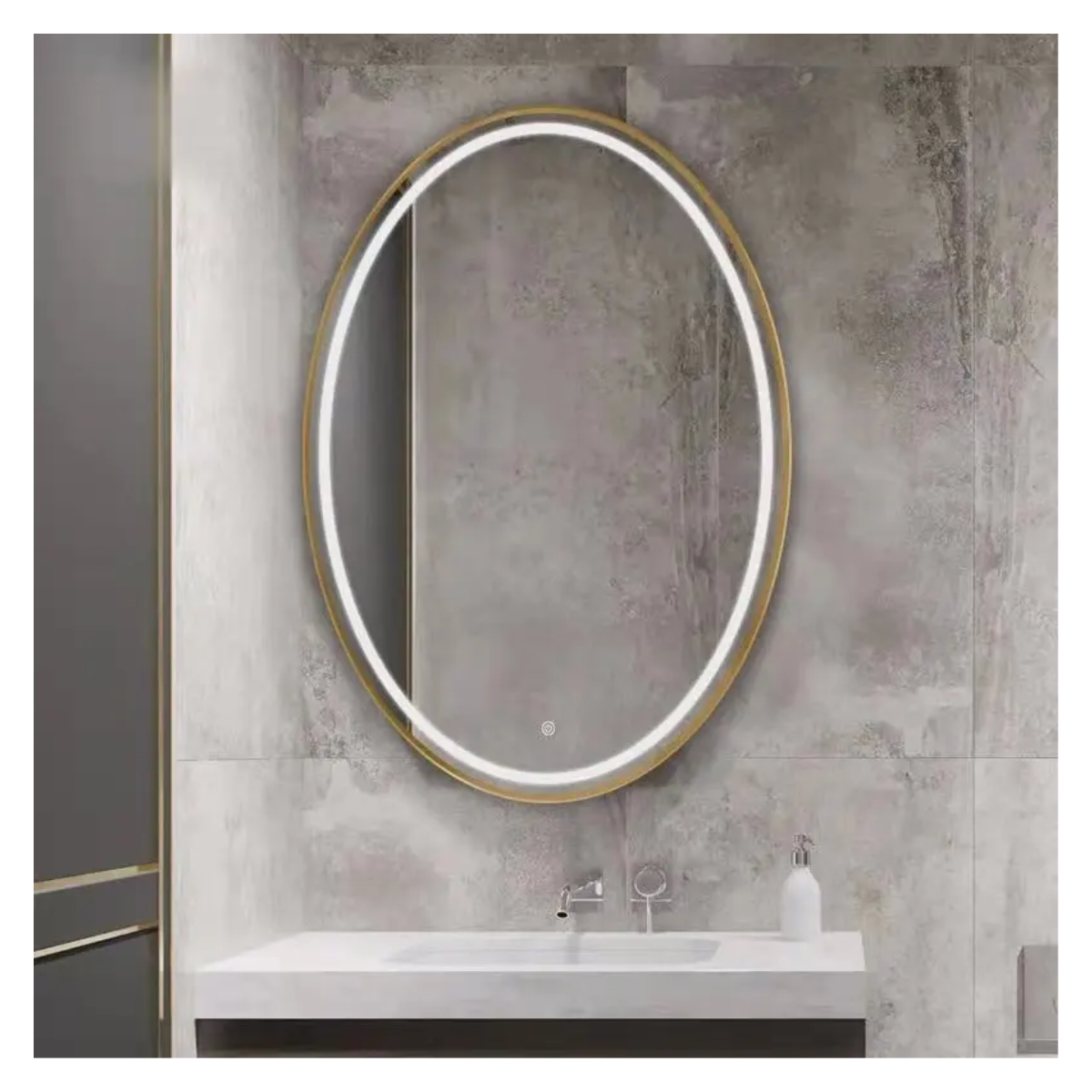 Brushed Gold Oval Vanity Mirror